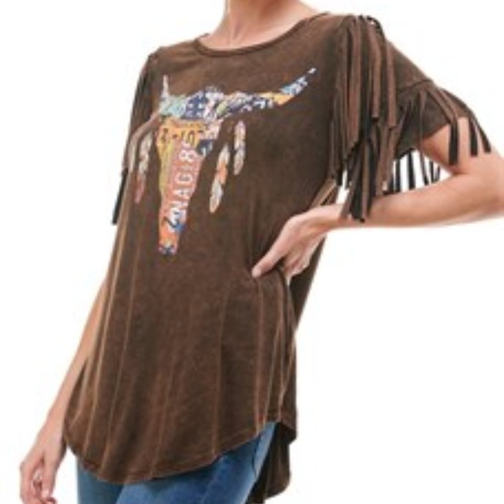 📢BULLY Dangling FRINGE License Plate TOP Skull T-SHIRT Graphic TEE📢BUY NOW🛒💲
